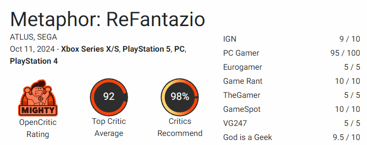 《暗喻幻想：ReFantazio》上线前已占据Steam畅销榜前列
